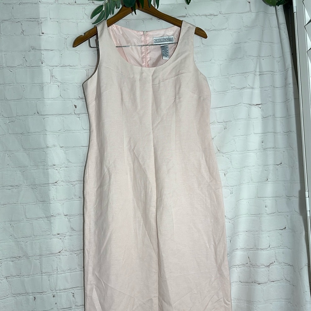 🌼 JESSICA HOWARD LINEN BLENDED PINK 2PIECE DRESS. SIZE 8 - Picture 3 of 12